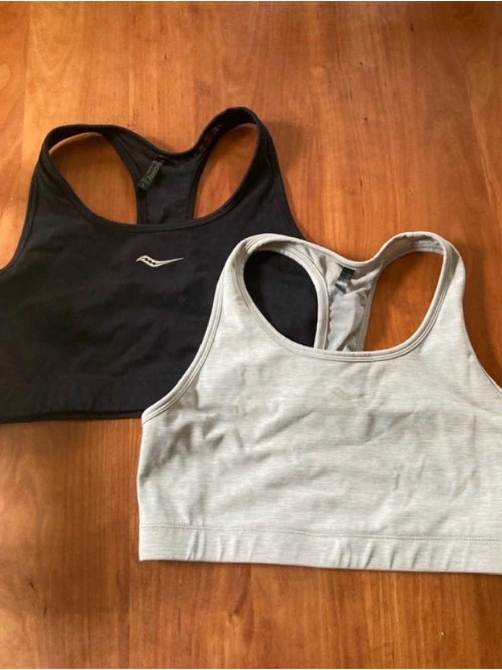 Saucony Black and Light Gray Racerback Sports Bras - Duo